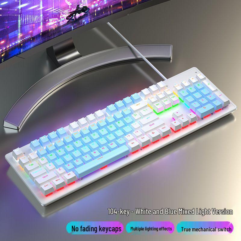 87-Key Mechanical Keyboard with Blue, Black, Red, Brown Switches - Wired for E-sports, Gaming, Typing, Desktop, Laptop, Universal Compatibility