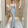 High-end Small Evening Dress Femininity Queen Banquet Suspender Temperament Fishtail Skirt Gold Long Birthday Advanced Texture