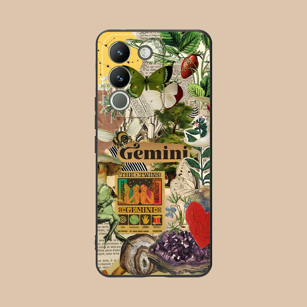 Zodiac Sign Gemini Phone Case for VIVO V60 V50 V40 V30 V29 V27 V25 V23 Pro Lite 5G Soft TPU Shockproof Cover