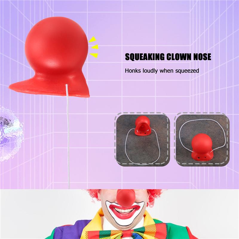 Good-3Pcs Red Clown Nose Honking Squeaking Clown Nose With Elastic Rope For Adults Halloween Cosplay Costume Accessories
