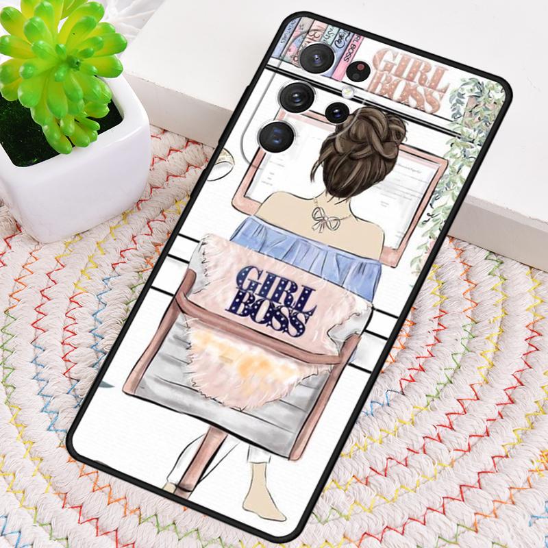Princess Female Boss Coffee Phone Case For Samsung Galaxy Note 10 Pro S26 S25 S24 S23 S22 Ultra Plus S21 FE S20 Shockproof Cover