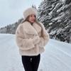 Large Lapel Faux Coat Women's Fashion Imitation Fox Fur Coat Fluffy Fur Top