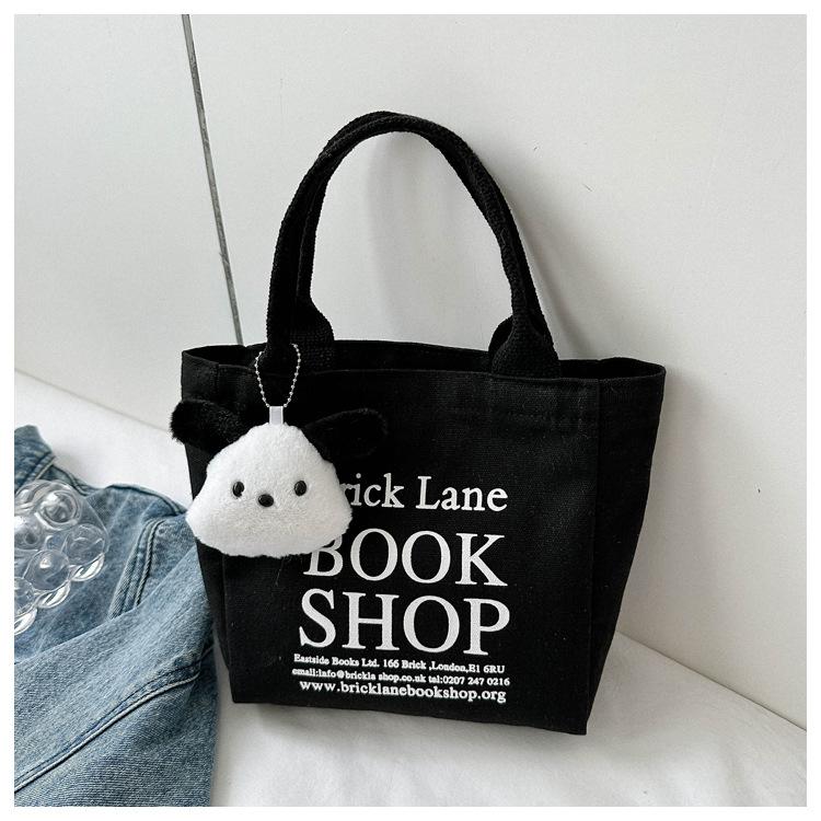 Basit Mini Tote Kova Çanta Büyük Kapasiteli Dış Saplı Kanvas Çanta