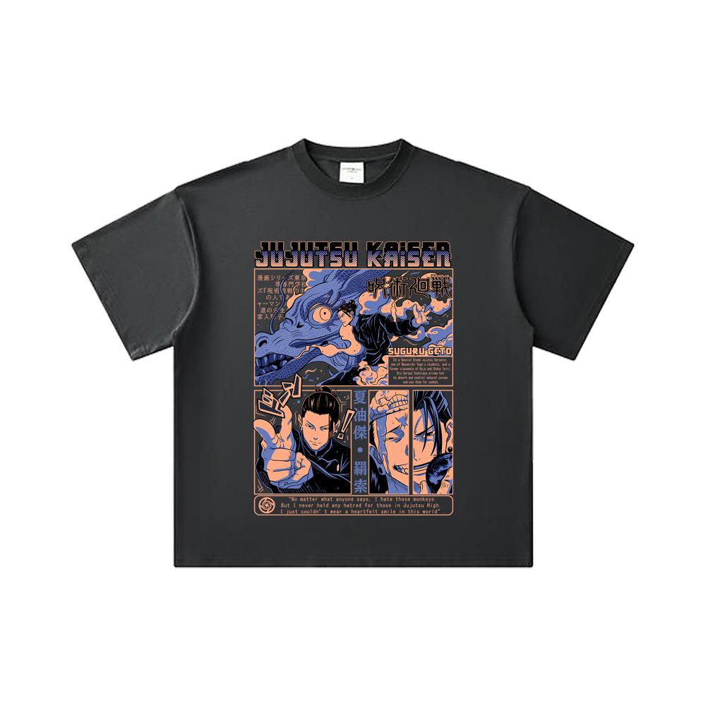 260 GSM Double Yarn 32 Count 100% Cotton Jujutsu Kaisen V13 Geto Print Unisex Heavy Cotton T Shirt