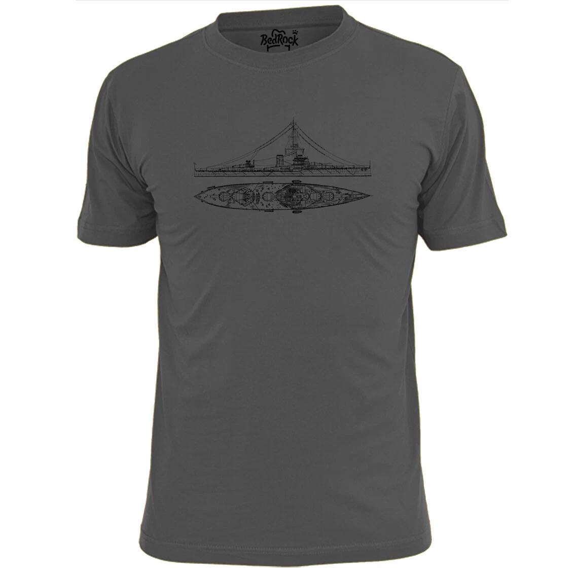 

Mens HMS Conqueror Battleship Blueprint T shirt S