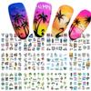 Summer 3D Nail Art Decal Coconut Tree Sunset Pattern Fashion Nail Art Decor Stickers