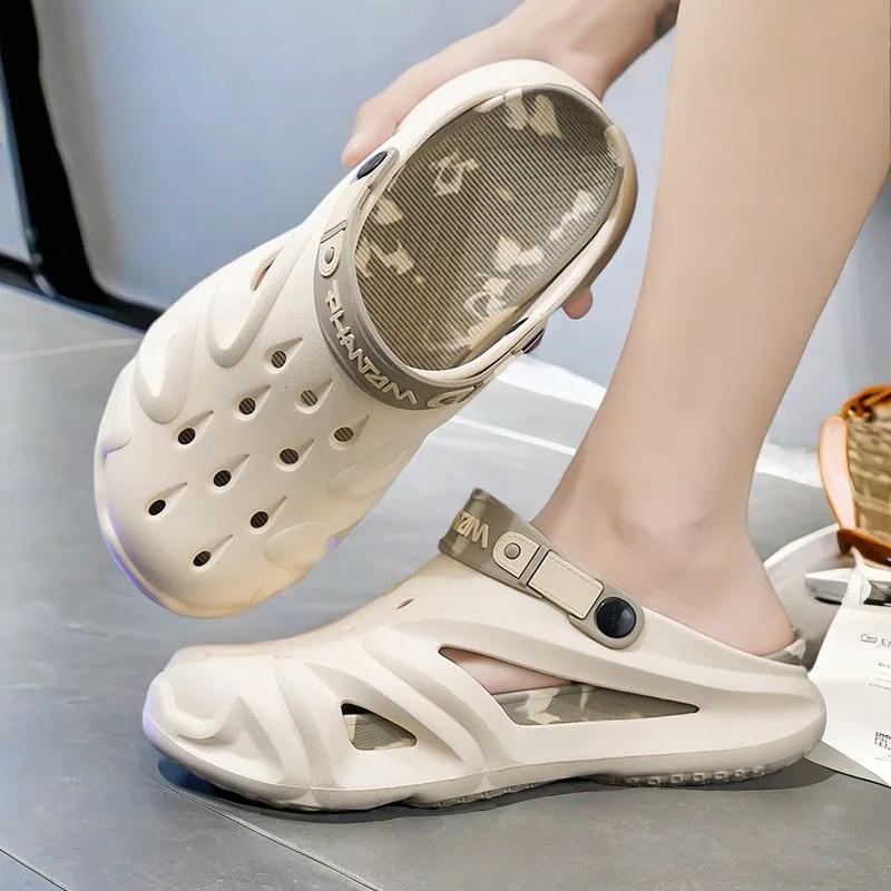 Wholesale Lacing Sandals Man Pool No-Leather Casual Thick Slippers Big Size Shoes For Man Ventilation Tennis Wit Rubber Linen