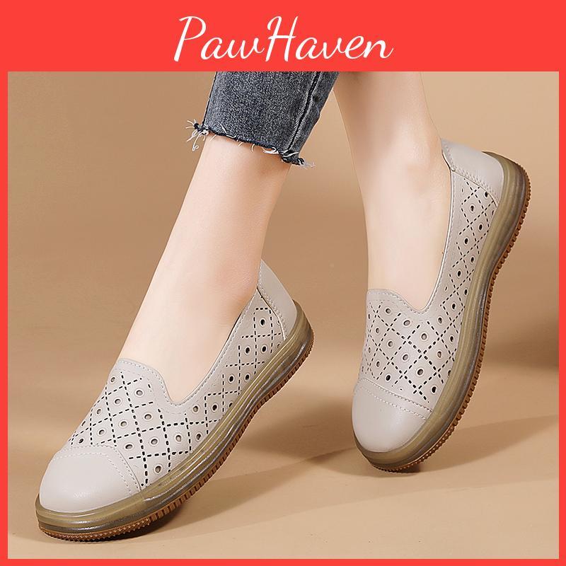 On Loafers Soft Women Slip Casual Elegant Summer Sneakers Breathable Leather Moccasins Shoes