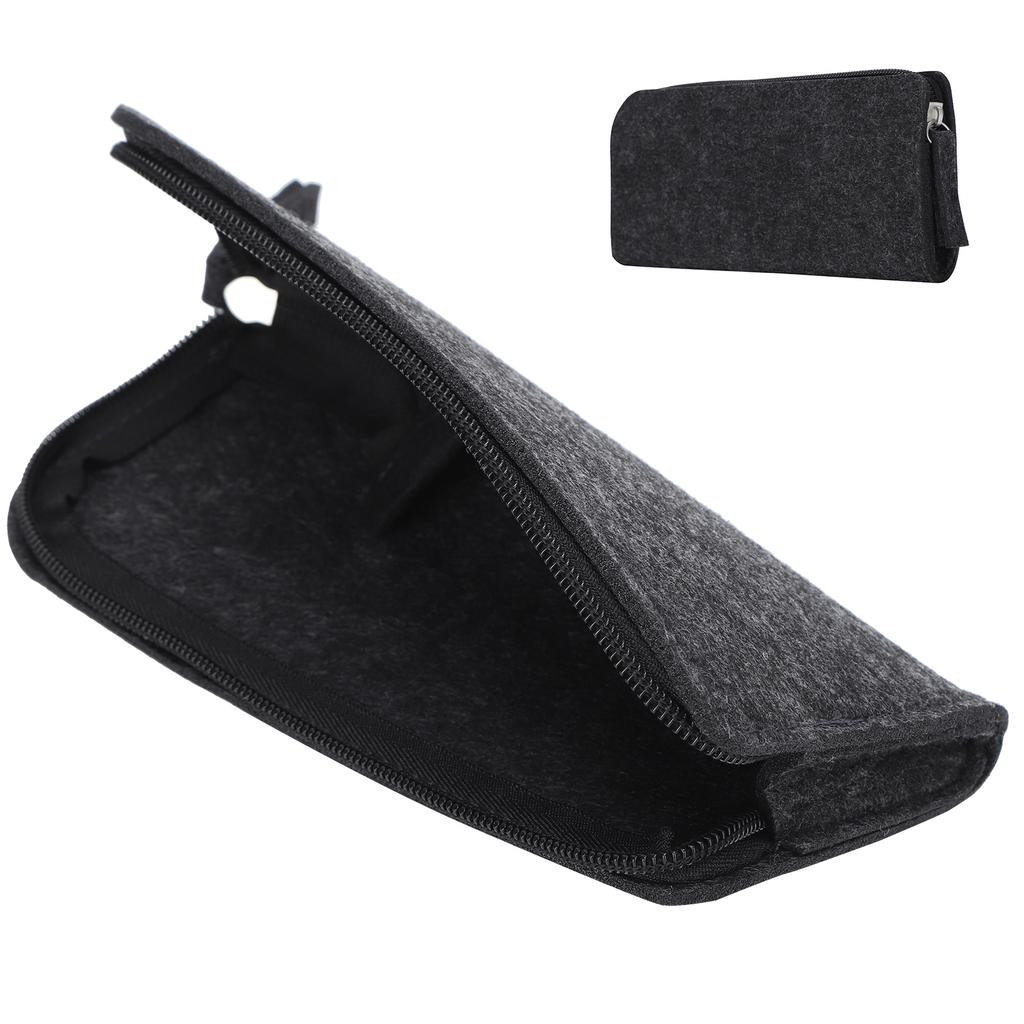 Pen Case Felt Storage Pencil Bag Thickened Flat Paint Brush DustProof Storage Tools(Light Gray )