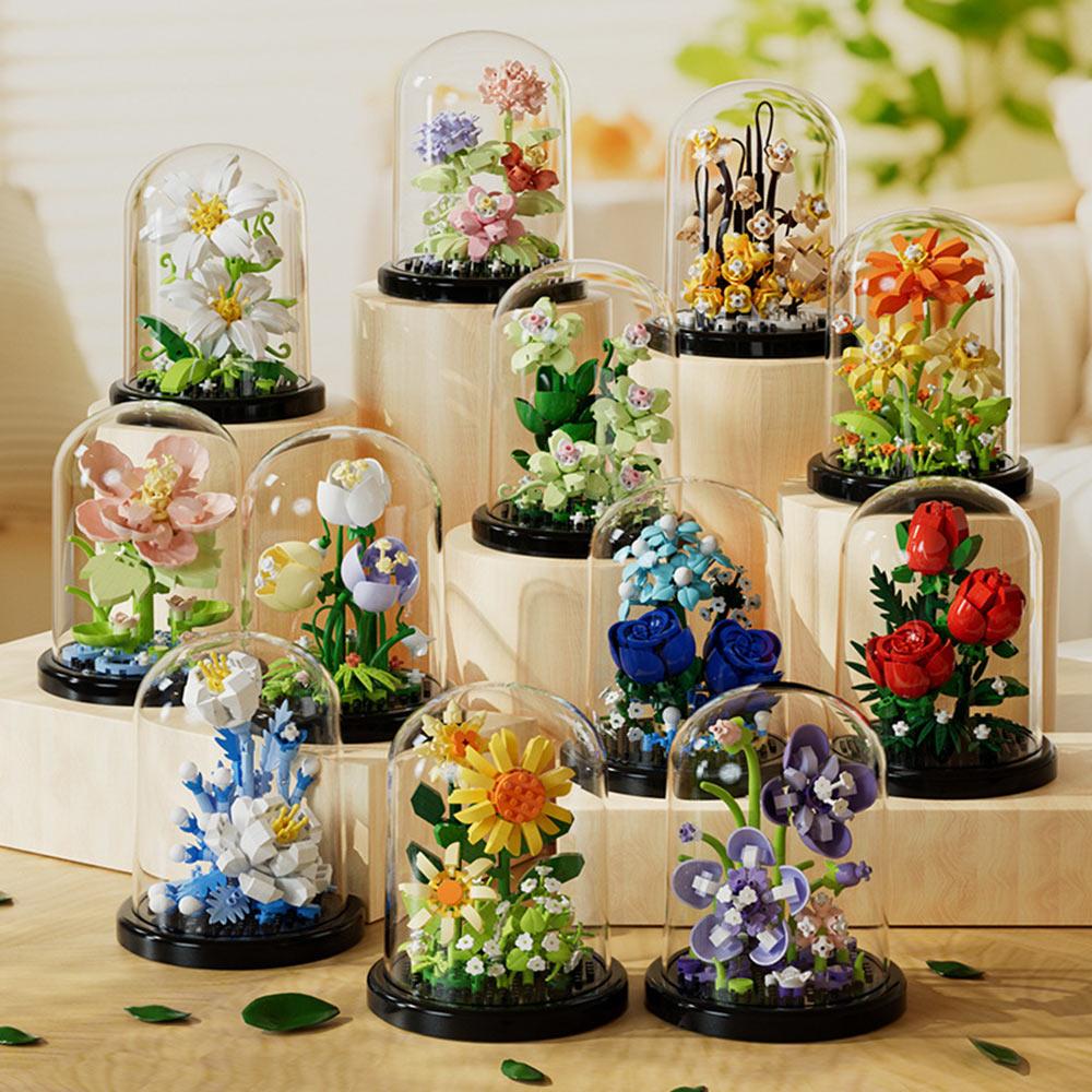 Building Block Flower Eternal Rose Small Particle Building Block Assembly Toy Birthday Christmas Gift Desktop Decoration