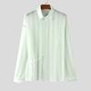 INCERUN Men Lapel Neck Long Sleeve Striped Side Lace-up Casual Oversized Shirts
