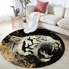 Roaring Tiger Round Area Rug,Carpet Rug for Living Room Bedroom Sofa Playroom Decor,Non-slip Floor Mat