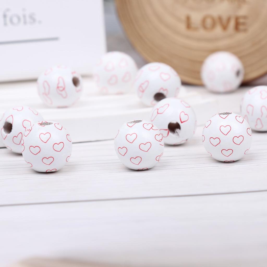 Valentine'S Day Love Wooden Beads Home Decoration Colorful Wooden Beads Wreath Accessories Diy Fringed Hemp Rope Wooden Beads String