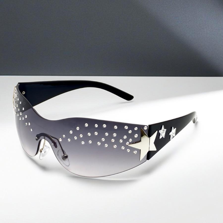 Star Wrap Around Decorative Large Frame Fashion Sunglasses Ladies Y2K Style Cool Summer Party Glasses Men