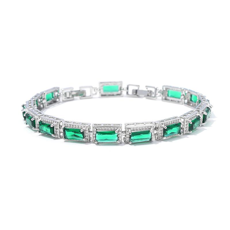 

Европейский и американский легкий люкс, горячо продаваемый квадратный многоцветный браслет, инкрустированный цирконами, для женщин, серебряные и белые украшения