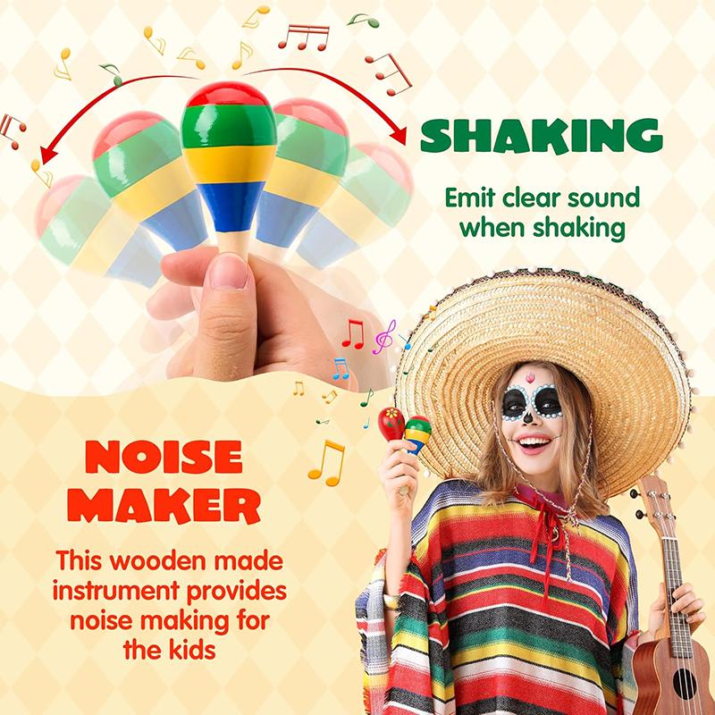 1/2pcs Colorful Wooden Maracas School Music Teaching Tools Student Classroom Rewards Party Favors Festival Birthday Gift TMZ
