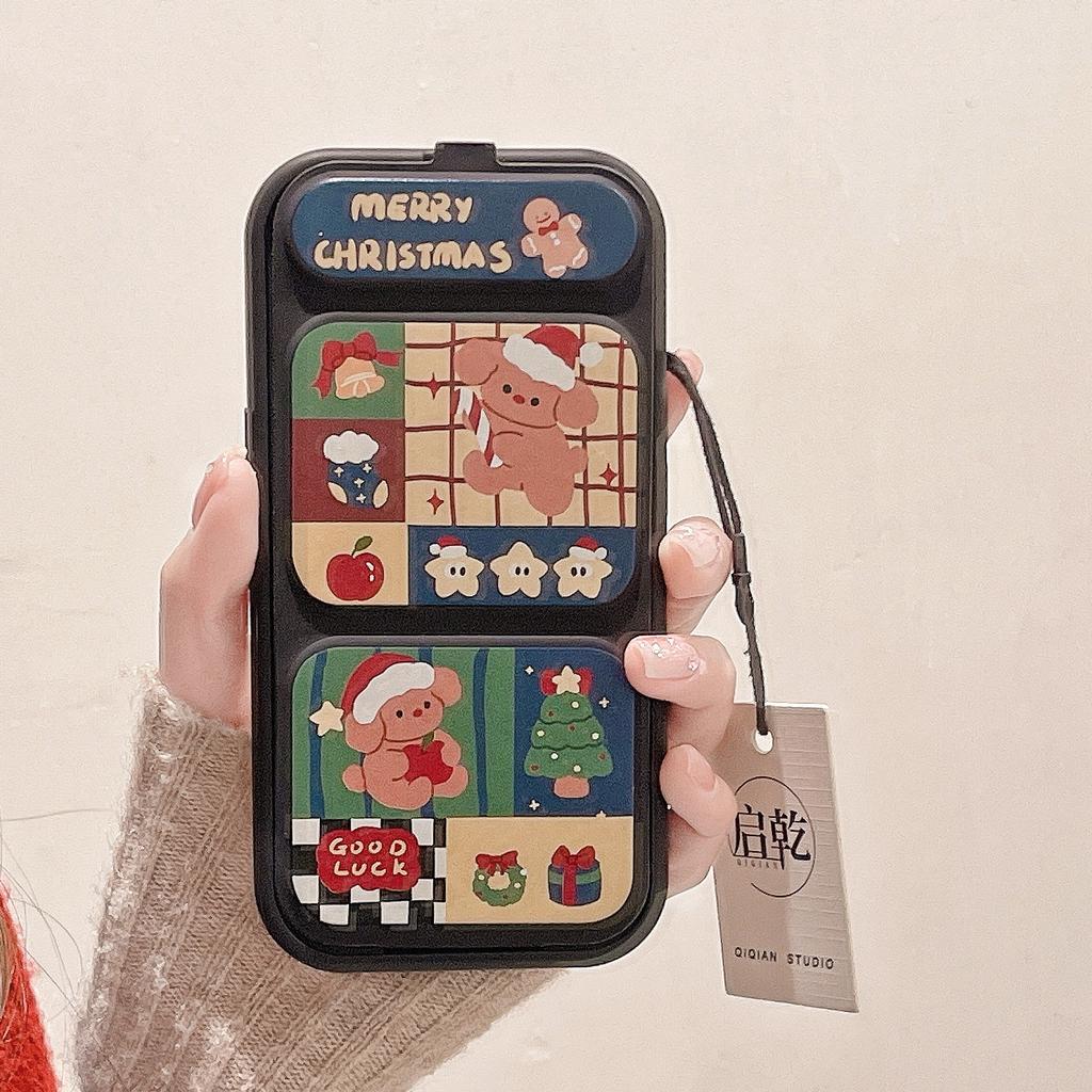 Folding Stand Christmas Dog for IPhone15 Mobile Phone Case for Apple 14/13 Promax Magnetic 16 Cartoon