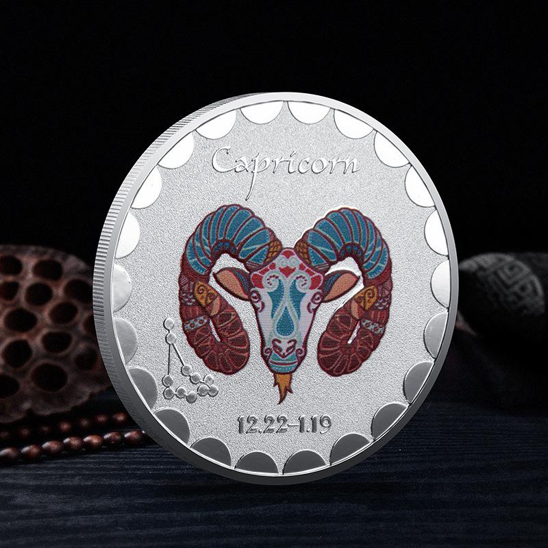 Gedenkmünzen der zwölf Sternbilder, europäisch und amerikanisch, Sonnen- und Mondgötter, Glücksbringer, farbenfroh, für Sternbild-Enthusiasten, gesammelte Silbermünzen