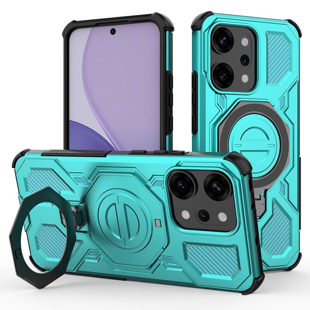 For Oppo Reno14 Pro 5G (Global) Magnetic Case Rotating Metal Kickstand PC+TPU Phone Back Cover