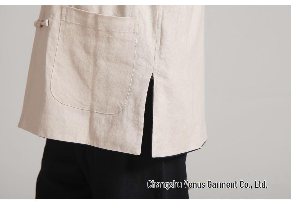 Men's Reversible Cotton and Linen Ethnic Tang Suit, Long Sleeve, 2973 Style