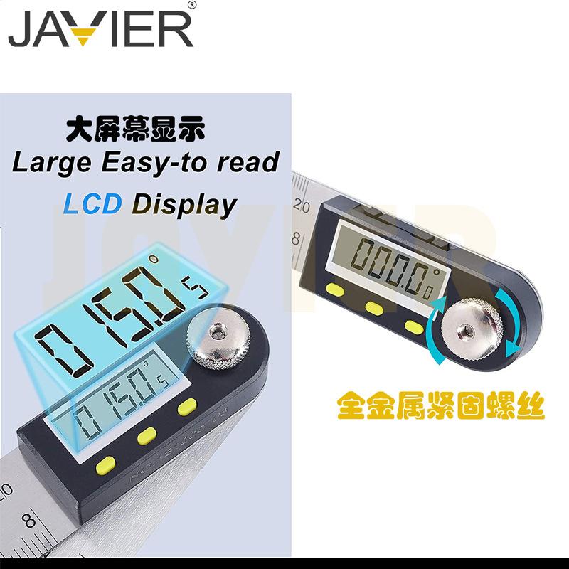 Jieluo's Electronic Digital Display Angle Ruler Protractor Stainless Steel Carpenter's Ruler Measuring Instrument 360 Degrees