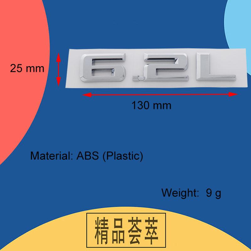 3D Prémiové 6.2L 6.2 L Písmena pro US Americké SUV Terénní auto Kapota motoru Blatník kufr Zadní nálepka Znak Štítek Samolepka