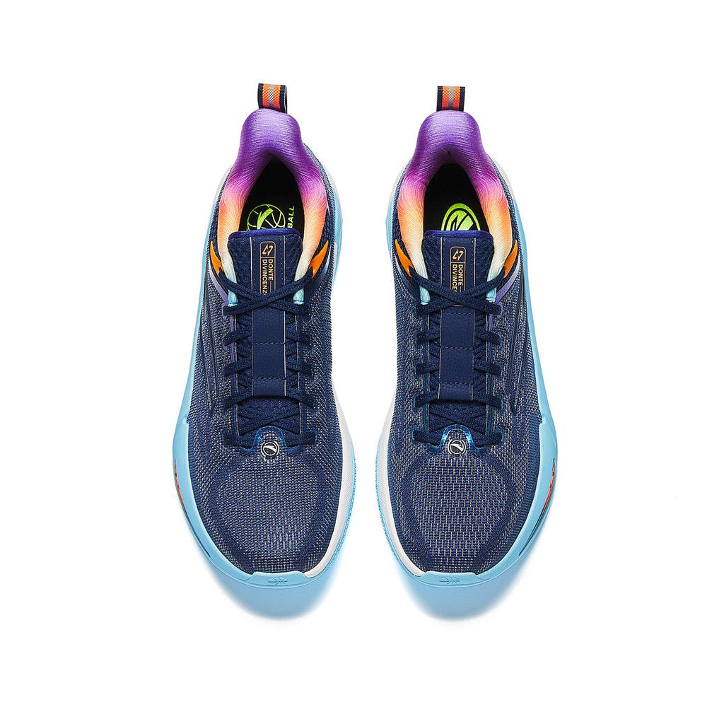 Anta Textile, Rubber Low top Basketball Shoes Men's Blue Orange 112611607-4