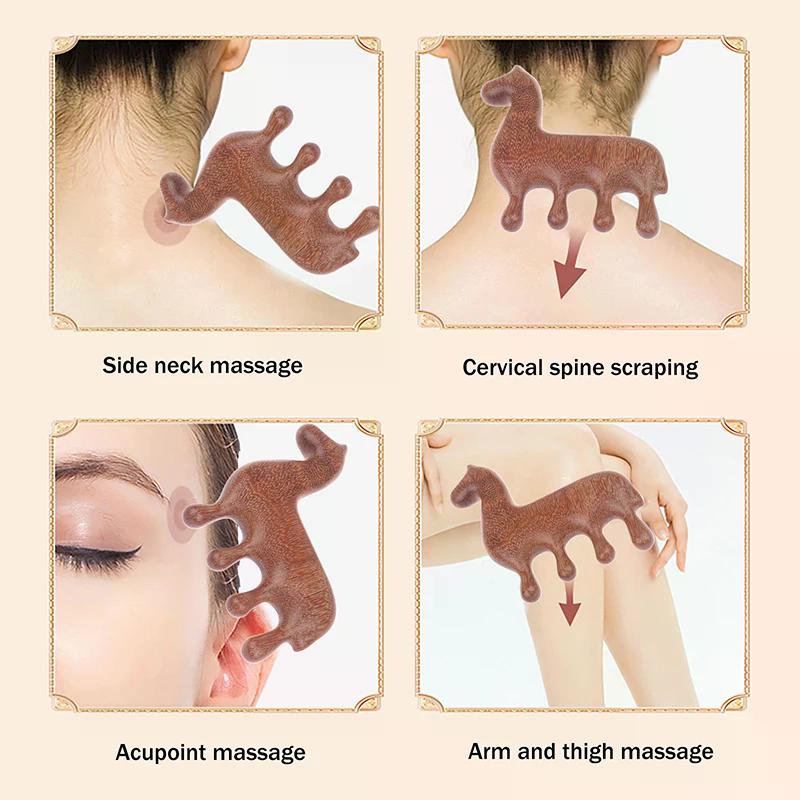1PCS Year Of The Horse Sandalwood Massage Wood Massager Comb Scalp Head Oil Massager Scalp Hair Comb Tools Chinese New Year Gift