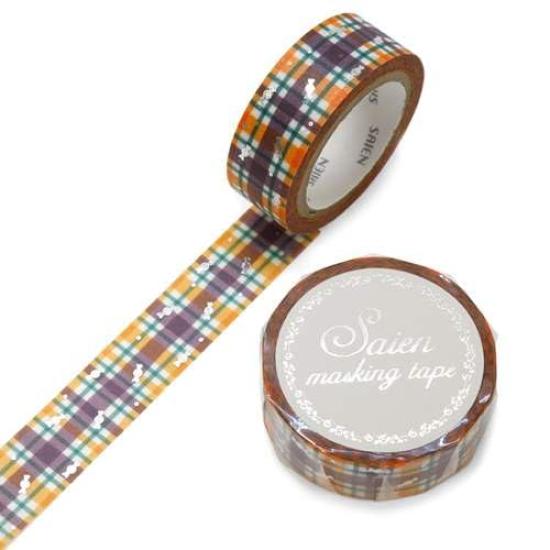 Kamiiso SAIEN Masking Halloween Check 15mm x Tape, Pattern, 7m, UR-3067