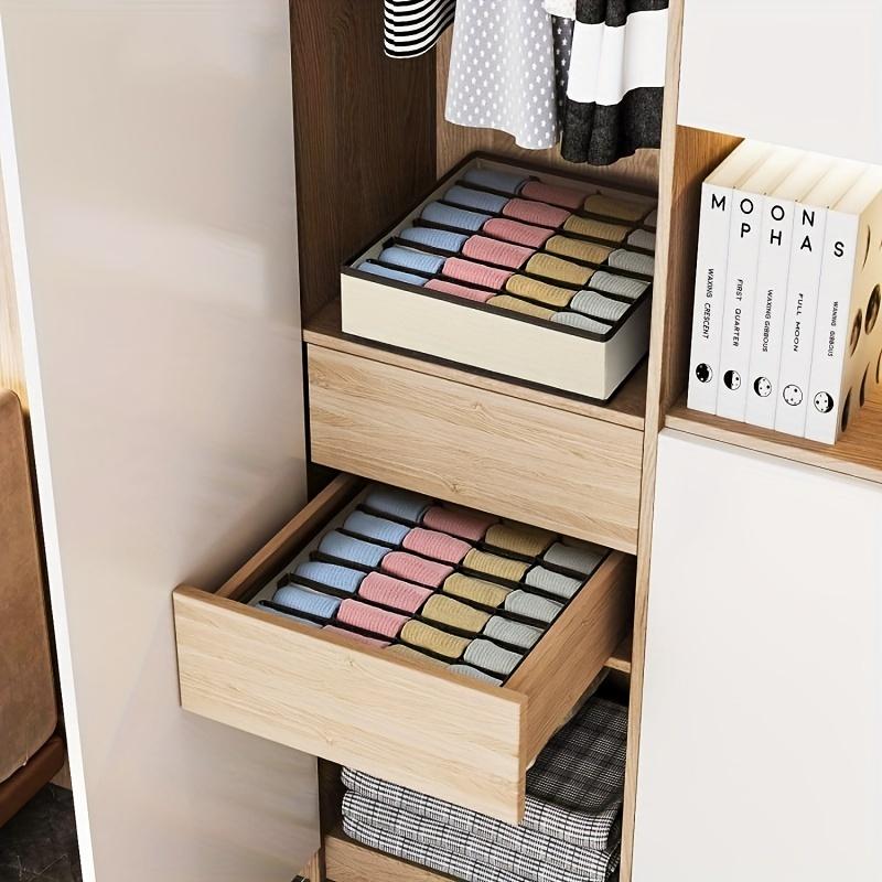 2er-Pack Mehrzweck-Socken-Schubladen-Organizer, Unterwäsche-Einteiler, 24-Fächer, Zusammenklappbare Schrank-Organizer, Beige- und Graue Optionen