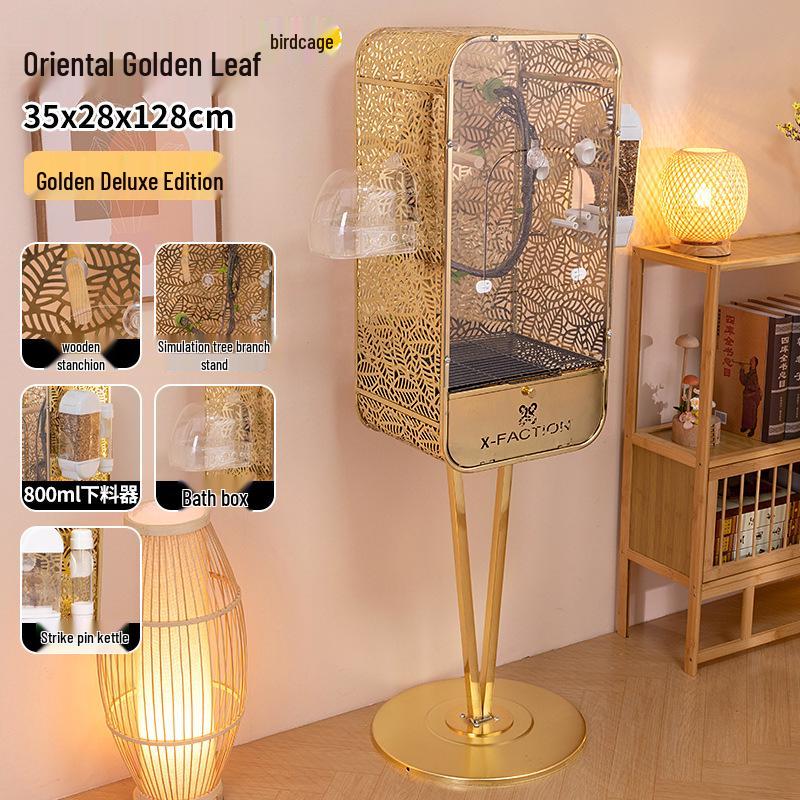 Золотая Роскошная Птичья Вилла: Напольная клетка для попугая и кореллы