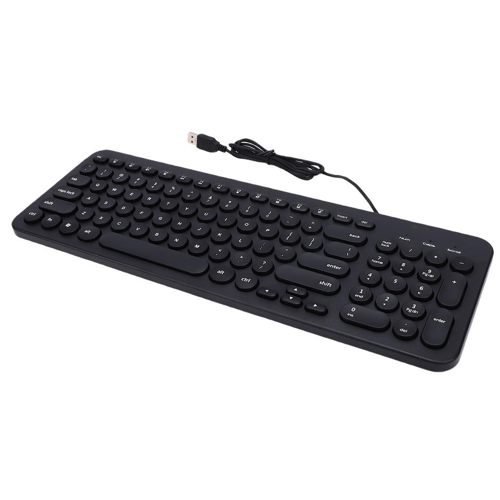 Small Wired Keyboard Multifunctional Zero Latency Quiet Round Keys Compact USB Laptop Keyboard
