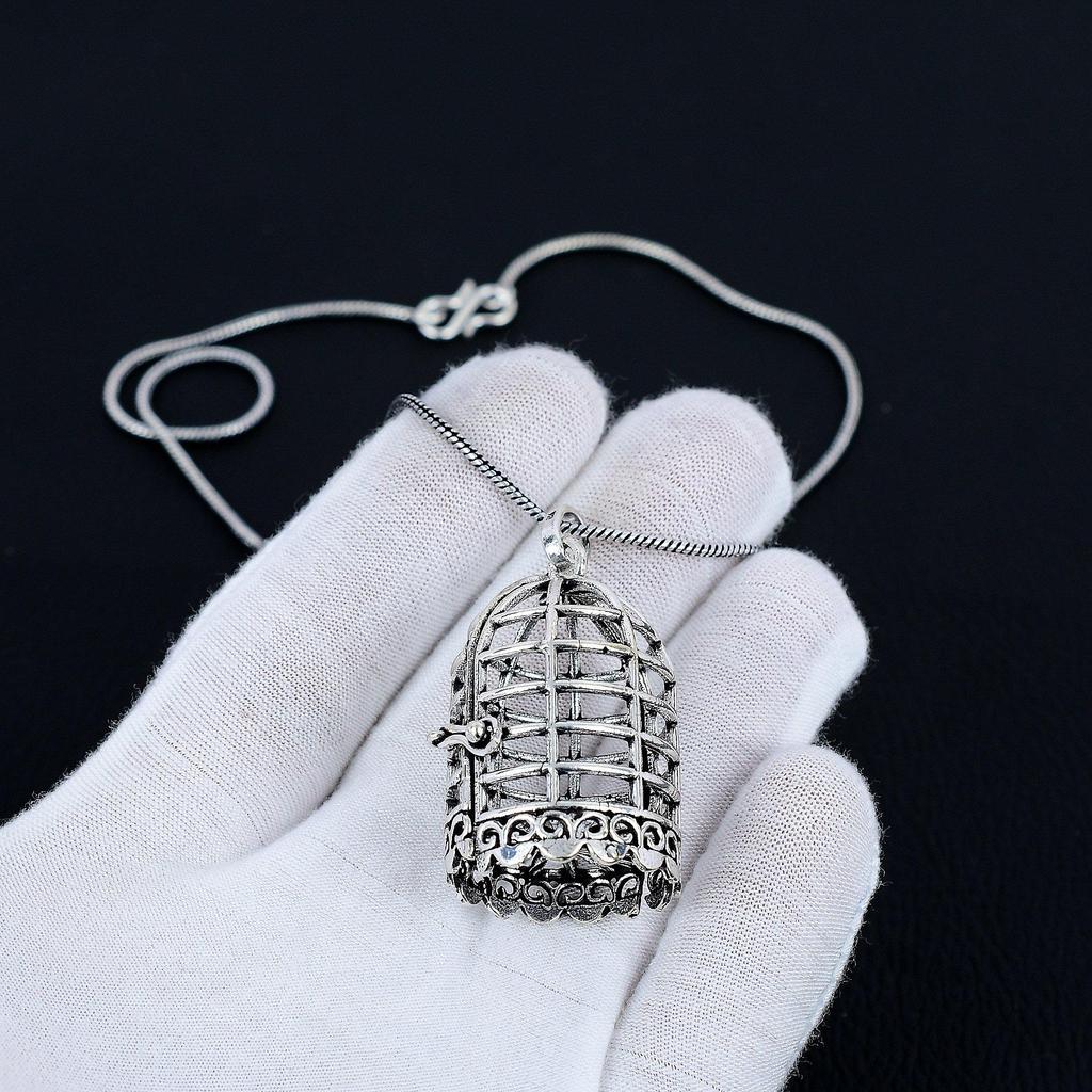 Handcrafted 925 Sterling Silver Crystal Cage Gemstone Pendant, Unique And Elegant Crystal Cage, Make Healing Pendant Cage