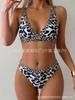 New leopard print bikini sexy gathering swimsuit women's hot spring swimsuit