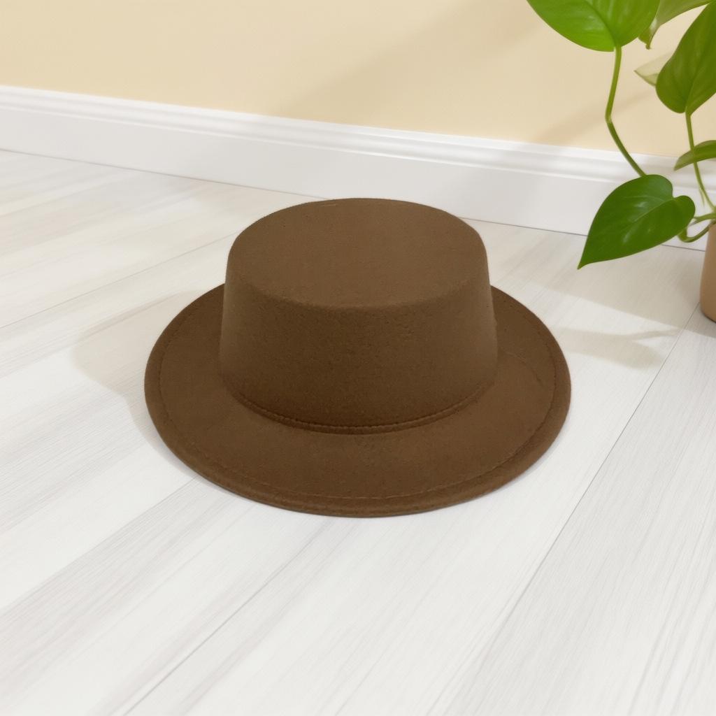 Vintage British Flat-brimmed Hat Flat-topped Top Hat Couple Gentleman and Gentleman Jazz Autumn and Winter