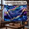 Space Cosmic Theme Throw Blanket Custom Name Text Personalized Blanket Soft Cozy Blanket for Home Sofa Bed