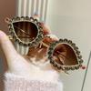 Diamond Studded Small Frame Cat Eye Y2k Sunglasses High-end Luxury Ball Metal Sunglasses Retro New Peacock Glasses 81064