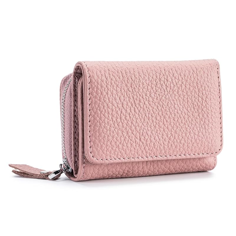

[Yocipa] Genuine leather compact multifunctional Wallet ladies leather tri-fold mini wallet skimming prevention coin purse card holder Coin case small
