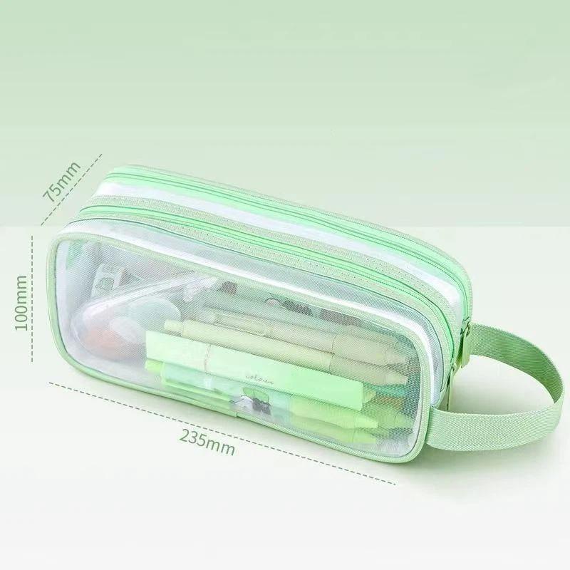 Mehrfarbig Transparent Großes Fassungsvermögen Einfache Federtasche Niedliche Schreibwaren Kosmetiktasche Schüler Bürobedarf