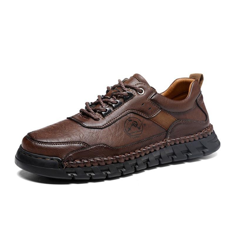 Autumn and winter new stitching men's shoes live broadcast popular casual shoes foot cover men's leather shoes low-top large-size dad shoes