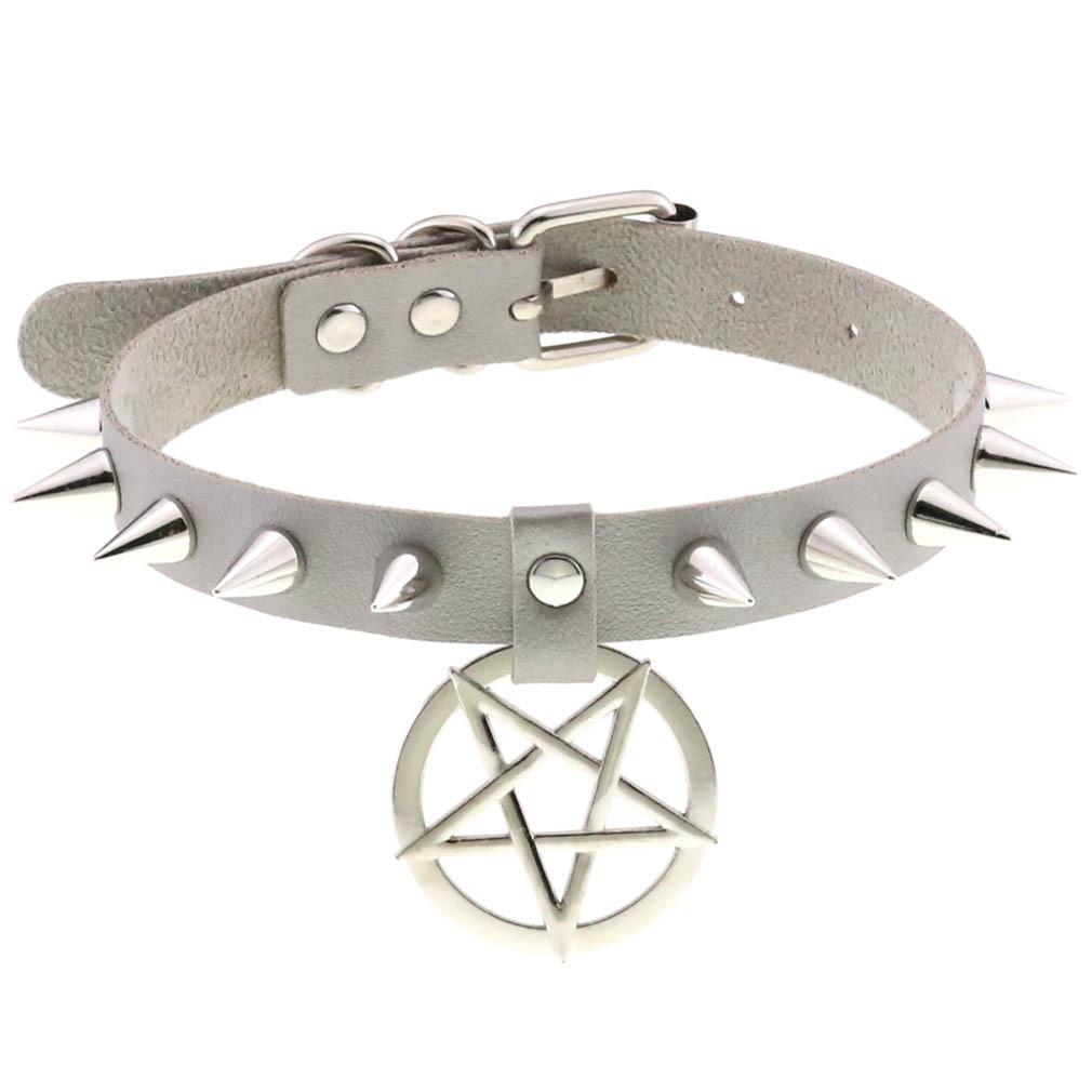 Spike Choker Necklace for Women Goth Pentagram Necklace Emo Neck Strap Cosplay Chocker Gothic Accessories