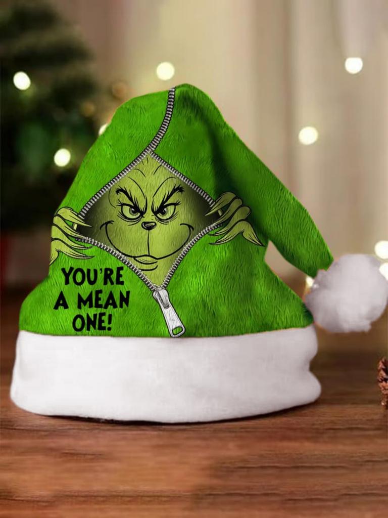 Grinch Green Christmas Hat With Thick Double Sided Velvet For Winter Holiday Celebration