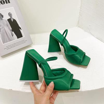 Triangle High Heel Summer Sandals Women Sexy Satin Soft Padded Party Shoes Comfort Runway Back Strap Dress Sandals