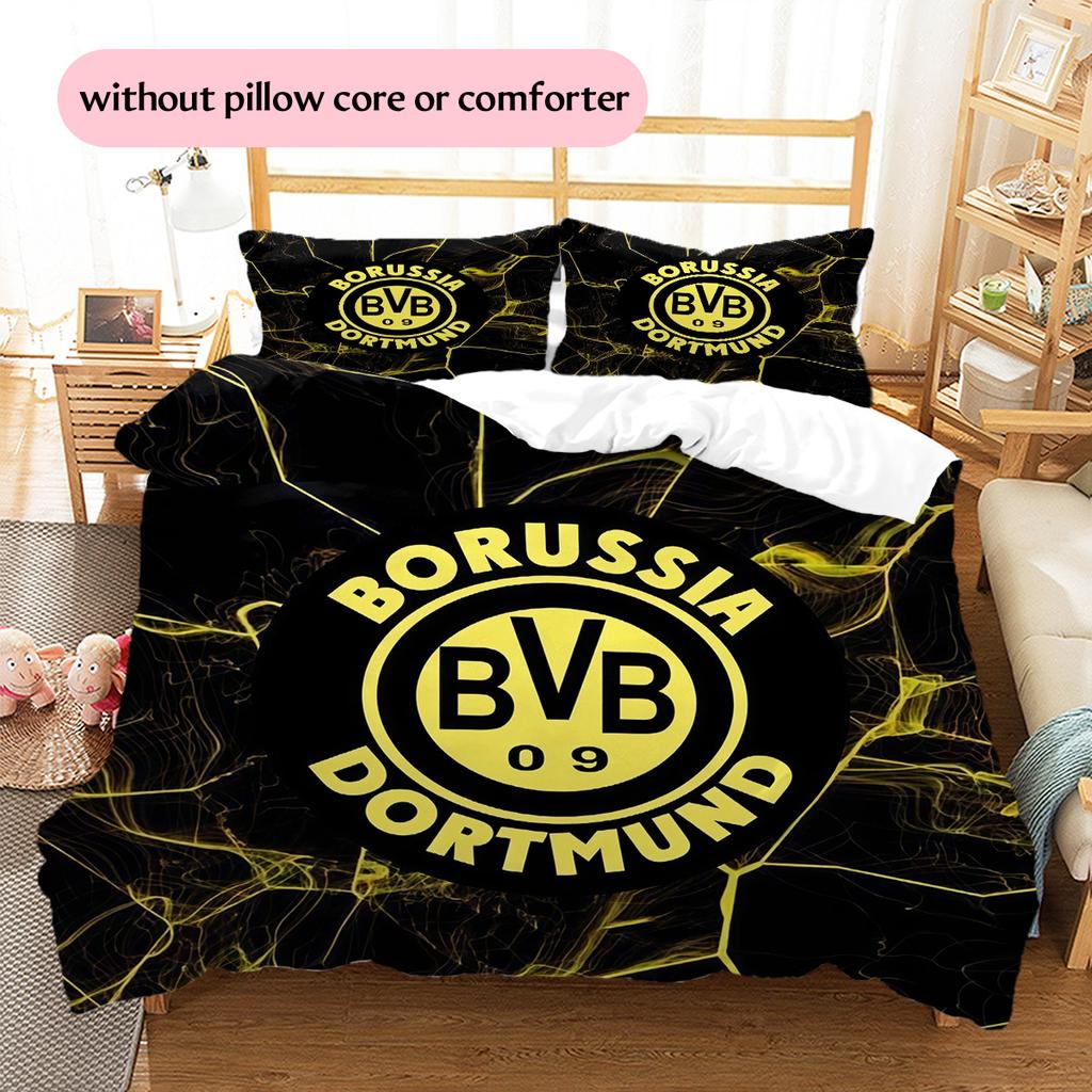 Borussia Dortmund Pattern Bedding Quilt Set  Home Decoration  Gift (1 * Duvet Cover + 2 * Pillowcase  Without Core)