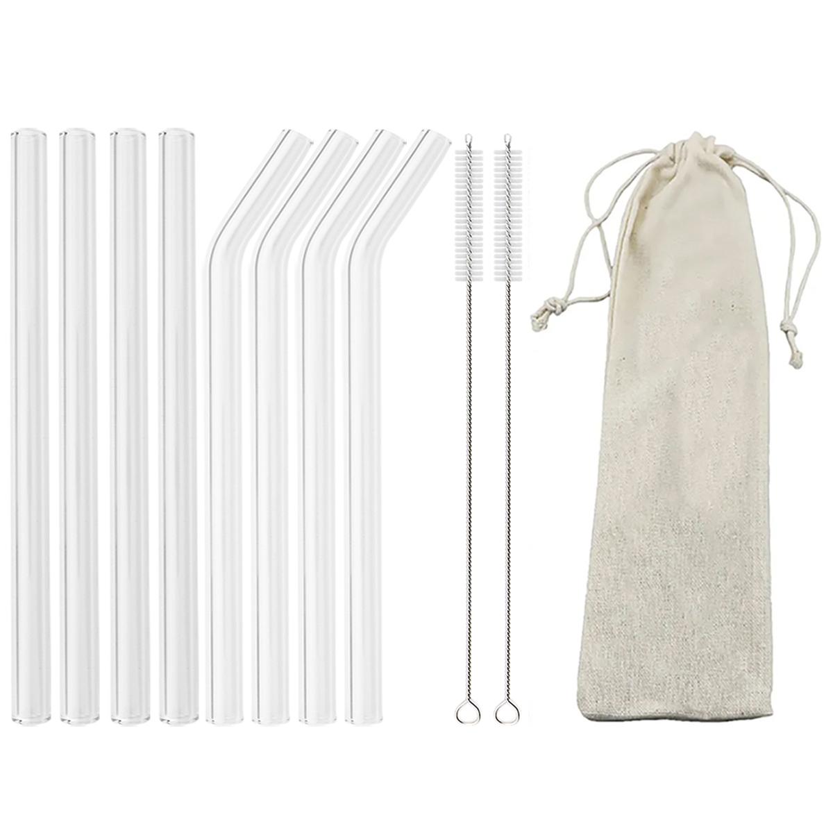 

11 шт. Высокоборосиликатная стеклянная соломинка Многоразовая соломинка для питья Широкая 12 мм Соломинка для жемчужного молочного коктейля Бабл-ти с щеткой и сумкой для хранения прозрачный