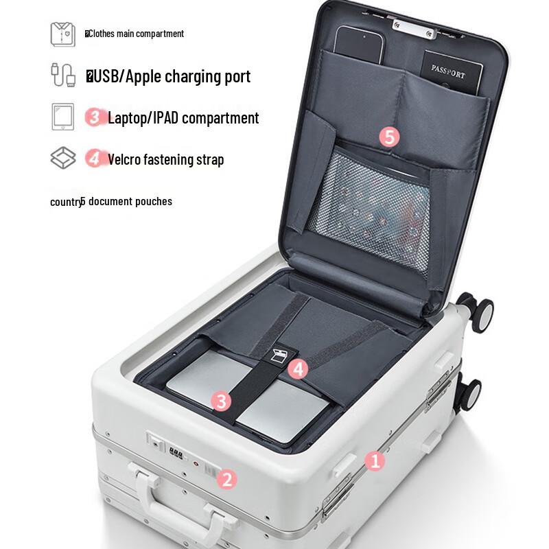 PC Durable Aluminum Frame Spinner Suitcase