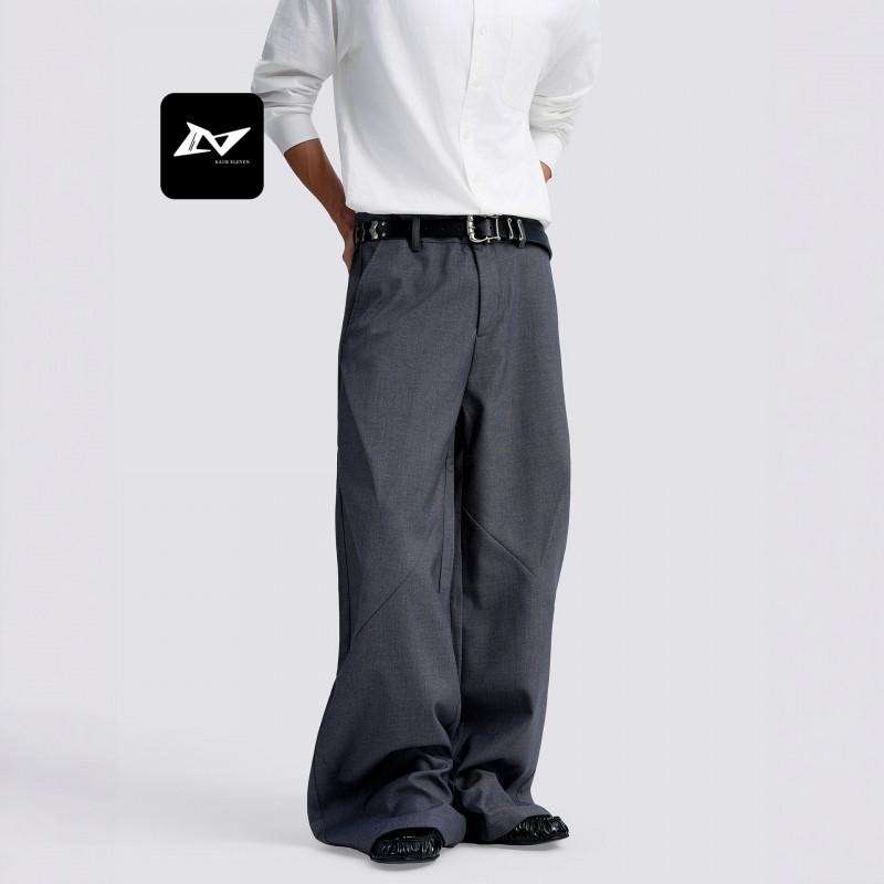 American Vintage Pleated Straight Leg Trousers Unisex Casual Loose Slim Fit Daily Wear