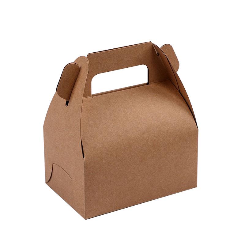 Kraft Paper Pastry Gift Box: Handheld Takeout Container for Cookies & Desserts