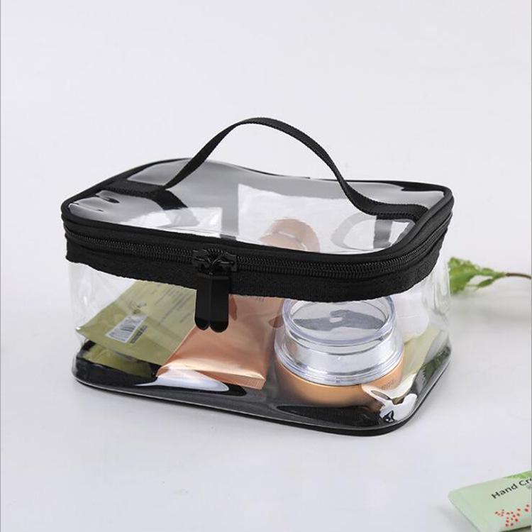 Bolsa de Viaje Transparente e Impermeable de PVC para Maquillaje y Artículos de Aseo, Tamaños Grande y Pequeño