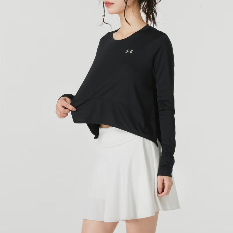 Under Armour Soft And Comfortable Breathable Cropped Long Sleeve T-Shirt Women Tops Black 1387252-001